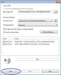 Drag and drop your.dmg or.iso file to the left pane in disk utility. Burn Dmg File
