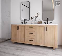 White Oak Vanity Double Sink