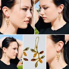 Natural Amber Earrings,gold Earrings With Amber,genuine Amber Earrings,gift  for Her,genuine Baltic Amber,everyday Amber Earrings.