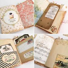 Some Of The Inside Pages Of The Envelope Junk Journal Decorated Using Odd Bits That I Have Saved From Previous Junk Journal Handmade Journals Vintage Journal