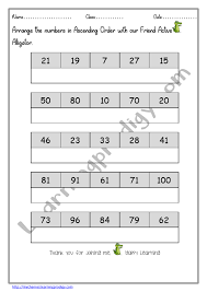 Increasing and decreasing order of fractions. Math Worksheet For Grade 1 Archives Learningprodigy