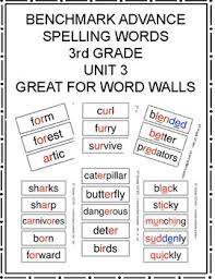 O, s, u, y sound words: Benchmark Advance 3rd Grade Spelling Words Unit 3 By Lisa Bennett