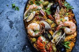 Skillet Grilled Seafood And Chorizo Paella Hbh Grilled Seafood Seafood Recipes Recipes