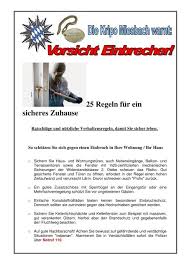 Um die bürger zu sensibilisieren, werde es im herbst eine breit angelegte kampagne geben. Infoblatt Vorsicht Einbrecher Tegernseer Stimme