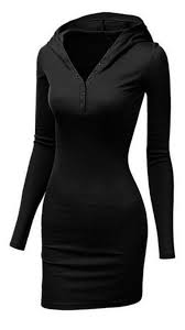 Love Love Love This Black Hoodie Dress Comfy Casual Weekend Fashion Pure Black Color Hooded Long S Mini Dress Casual Hoodie Mini Dress Long Sleeve Mini Dress