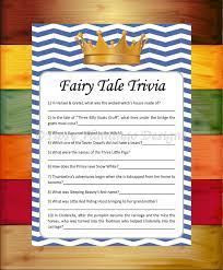 You and your children are likely already familiar with many fairy tales and fables. Fairy Tale Trivia Baby Shower Game Shower Game Royal Blue Etsy Fairytale Baby Shower Baby Shower Baby Shower Games