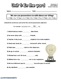 Possessive Adjectives Interactive And Downloadable Worksheet You Can Do The Exercises Online Or Download The Work Possessive Adjectives Possessives Adjectives