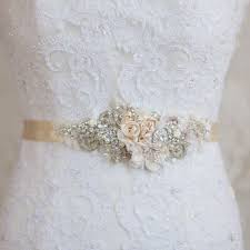 Bridal Sash Wedding Dress Belt Narrow Waist Beige By Leflowers Cinturones De Boda Cinturones De Novia Cinturones De Vestido De Novia