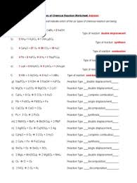 Balancing equations and types of reactions. Types Of Chemical Reaction Worksheet Practice Answers Chemical Reactions Chemical Compounds