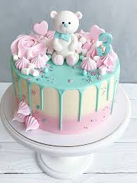 rosa u gruner teddybarkuchen babykuchen baby kuchen babyparty cupcakes kindertorte
