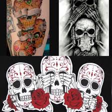 See more ideas about evil tattoo, evil tattoos, tattoo designs. Tattoo Uploaded By Sean The 3 Monkey S See No Evil Speak No Evil Hear No Evil As Skull Version And Day Of The Dead All Free Hand Dayofthedead Sleeve Skull 128372 Tattoodo