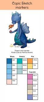 Copic Marker Color Chart For A Blue Dragon Dragon And Cupcake Digital Stamp By Kinda Cute By Patricia Copic Marker Art Copic Marker Color Chart Digital Stamps