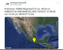 El sismológico nacional pasó a ser parte de la universidad nacional autónoma de méxico (unam) en 1929 y para 1948 quedó adscrito al instituto de geofísica de la misma institución. Ssn Registra Sismo De Magnitud 5 9 Al Sureste De San Marcos Guerrero Activa Alerta Sismica En Cdmx El Economista