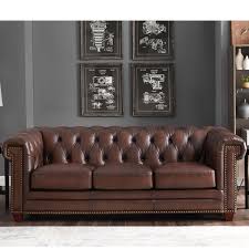 Buy living room furniture in furniture kmart modern twotone gray amp; Hydeline Stanwood So Stanwood Leather Sofa In Tufted Brown W Nailheads