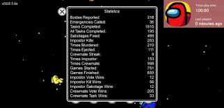 My Statistics After Playing This Accursed Game For 100 Hours Amongus
