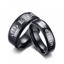 King Queen Black Titanium Couple Rings Couple Wedding Rings Queen Rings Unique Engagement Rings Rose Gold