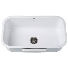 Enjoy all the advantages of an undermount kitchen sink: 31 1 2 Inch 16 Gauge Undermount Single Bowl Enameled Steel Kitchen Sink In White