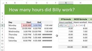 calculating total working hours using excel example discussion