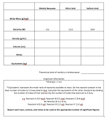 Solved What Is The Mass Moles And Equivalents Of Reagen