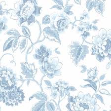 Sky blue colour flower wallpaper. Abmc Bloomfield 32 7 X 20 5 Floral Roll Wallpaper Color Blue Sky Blue Blue Floral Wallpaper Peony Wallpaper Floral Wallpaper