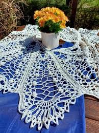 Crochet tablecloths can be simple to make, even though they look complicated. Angola Romantic Lace Shawl Bridal Stole Crochet Pattern