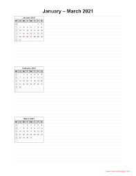 January to March 2021 Calendar | Calendar Quickly