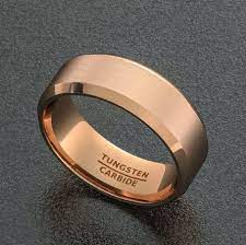 Rose Gold Tone Tungsten Carbide 8mm Mens Wedding Band Metal Ring Brushed Flat Top Poli Mens Wedding Rings Gold Rose Gold Mens Wedding Band Wedding Ring Bands