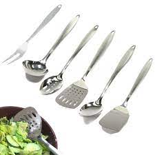 Kitchen utensils set stainless steel 29 piece hair. 6 Stainless Steel Kitchen Cooking Utensil Set Serving Tools Server Spatula Spoon Walmart Com Walmart Com