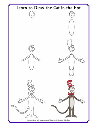 Learn To Draw The Cat In The Hat And Other Dr Seuss Characters Great Way To Help Children Develop Focus And Th Dr Seuss Activities Seuss Crafts Learn To Draw