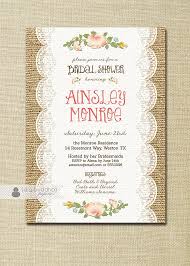 Lace Burlap Bridal Shower Invitation Rustic Vintage Rose Linen Canvas Floral Cottage Free Vintage Bridal Shower Invitations Bridal Shower Invitations