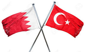 The flag of bahrain is composed of red and white stripe, which are separated by a zigzag line red is the traditional color of the gulf countries. Bahrain Flag Combined With Turkey Flag Stock Photo Picture And Royalty Free Image Image 56769288