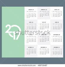 2017 Calendar Template Green Background 2017 Creative Calligraphy Vector Kalendar