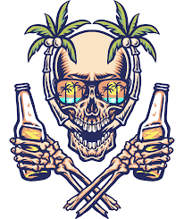 Beer drinking day of the dead fabric postcard skeleton party. Skull Holiday Drink Beer Retro Drinking Beer Holiday Drinks Skull