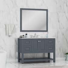 48 bathroom vanity set mirror top table glass vessel sink faucet w/ drain combo. Alya Bath Wilmington 48 Inch Single Bathroom Vanity In Gray