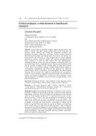 Use specific examples to strengthen your critique. Pdf Critical Analysis A Vital Element In Healthcare Research