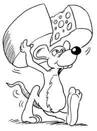 Caricatura De Un Raton Llevando Queso Dibujo Para Colorear Paginas Para Colorear Dibujos Ratones Dibujo