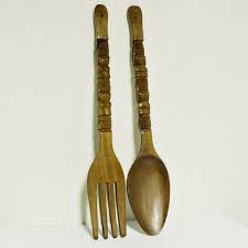 Vintage Wall Decor Fork And Spoon Wood Giant Oversize Etsy Vintage Wall Decor Fun Decor Rustic Wall Decor