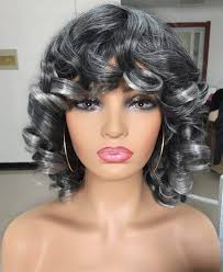 Have you ever tried the highlights on your hair？ the suitable highlights will enhance much fresh and charming factors to your hair and light up any hairstyles in a minute. Amazon Com Annivia Black With Grey Highlights Short Afro Curly Wigs With Bangs For Women Kinky Curly Hair Wig For Black Women 2 Tone Ombre Grey Big Bouncy Fluffy Curly Wig Beauty