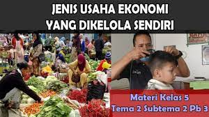 Mulai dari patungan modal, pengelolaan perusahaan tentunya bagi hasil. Jenis Usaha Ekonomi Yang Dikelola Sendiri Kelas 5 Tema 2 Subtema 2 Pembelajaran 3 Youtube