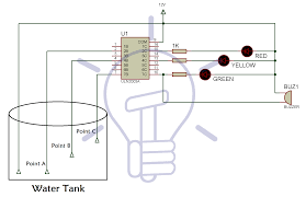 Certain provisions are provided in the tank, so that we can automatically control the water level. Water Level Indicator Circuit Diagram Using Bc547 And Uln 2003 Ic