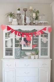 Vintage And Handmade Inspired Valentine S Day Decorations China Cabinet Decor Top Of Cabinet Decor Cabinet Decor