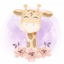 Cute Little Giraffe Portrait Watercolor Baby Love Png And Vector With Transparent Background For Free Download Giraffe Illustration Cute Baby Elephant Cute Giraffe