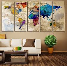 Impresion Del Arte De La Lona De La Mapa De Mundo Mundo Del Arte De Pared Grande Mapa Arte Impresion De Mapa Mundo Ac Deco Murale Peinture Murale Deco Maison