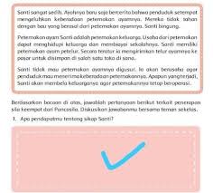 Siti hanya mengambil 3 tusuk sate saja, sehingga cukup untuknya. Apa Pendapatmu Tentang Sikap Santi Bibhp Com