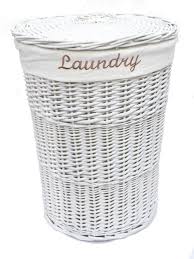 Keep stray laundry at bay with laundry baskets and hampers for your home. Topfurnishing Shabby White Wicker Round Small Laundry Basket Lining 30 X 42 5cm For Sale Online Ebay