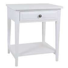 Bedside tables range from elaborate sets of drawers to small tables only big enough for a lamp and a phone. Hampton Bedside Table 1 Drawer White Thebedroomshoponline Co Za