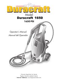 Duracraft Dc1650 Electric Power Washer Replacement Parts Manualzz