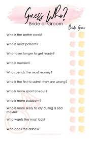 Bridal Shower Game Printable Guess Who Friends Bridal Shower Free Bridal Shower Games Fun Bridal Shower Games