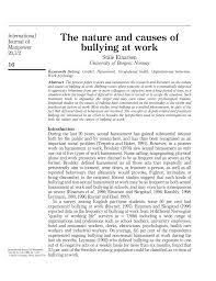 Get the facts about bullying in schools and the workplace. Pdf The Nature And Causes Of Bullying At Work