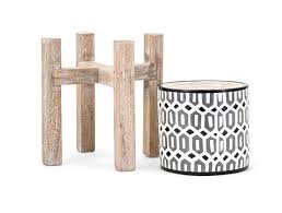 It does not have a drainage hole in the bottom to eliminate messy watering issues. 9 5 Black And White Hand Painted Geometric Patterned Small Planter On Stand Walmart Com Walmart Com